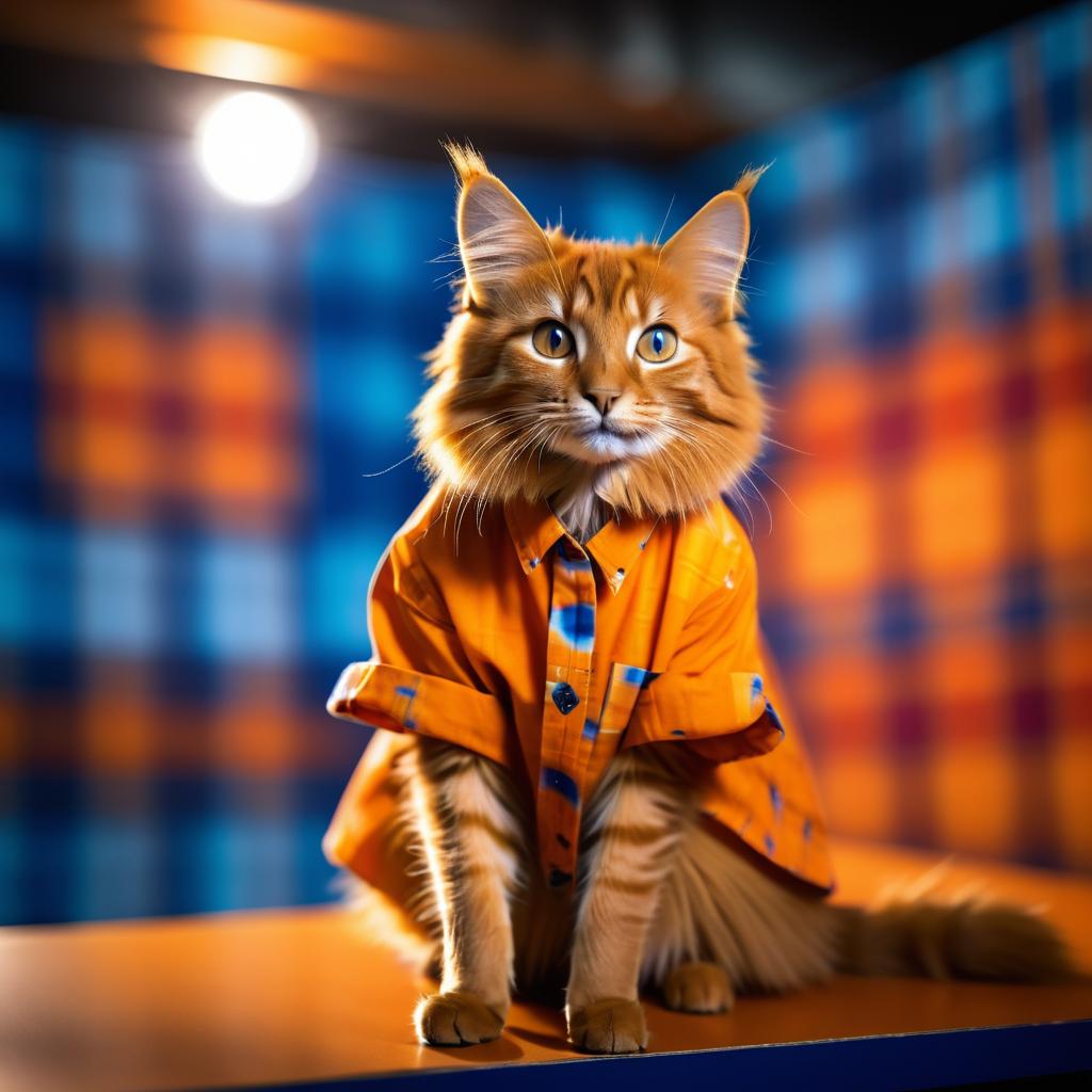 Cinematic Portrait of Somali Cat in Flannel