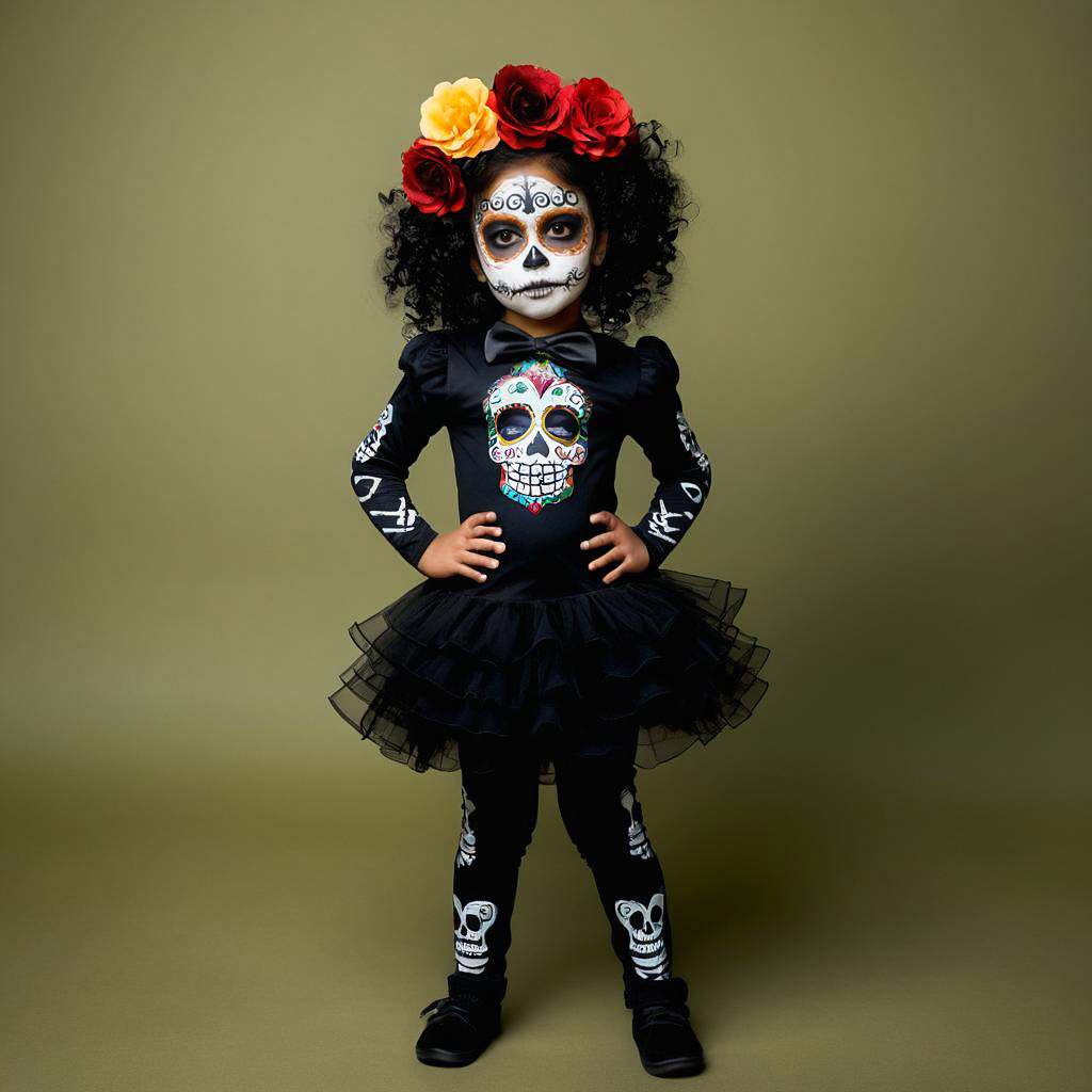 Awe-Struck Child in Day of the Dead Attire