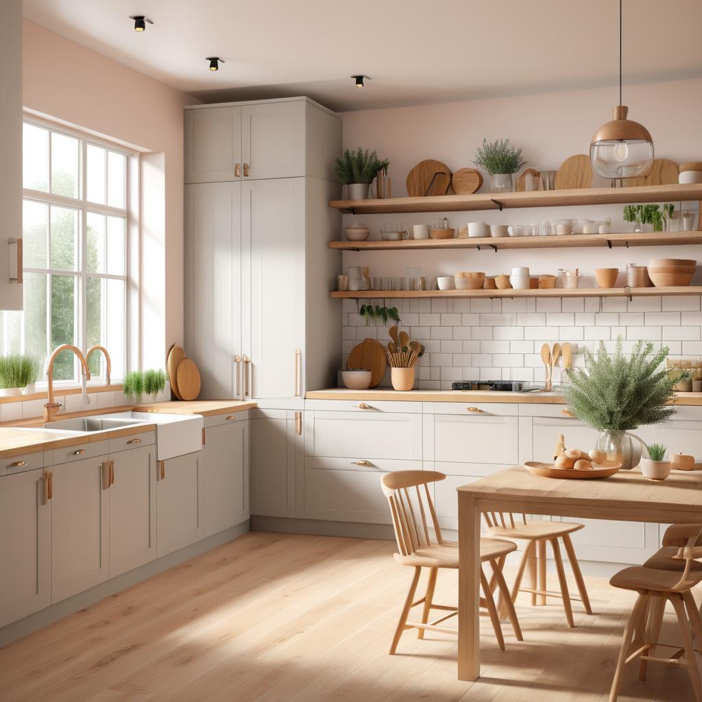 Warm Modern Farmhouse Kitchen CGI Render