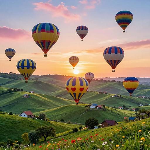 Colorful Hot Air Balloons at Sunrise