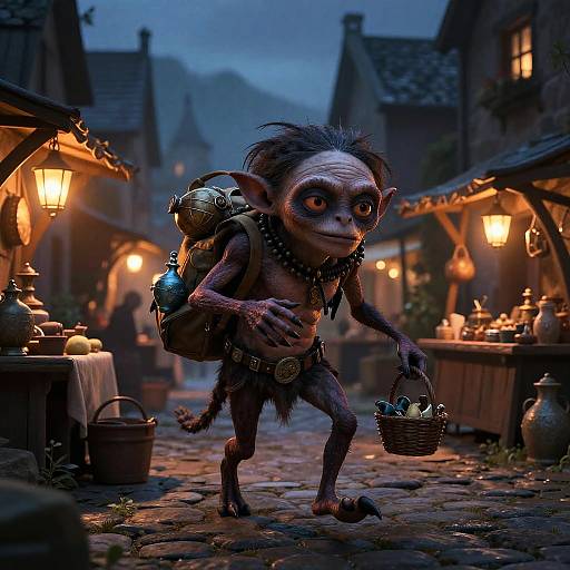 Mischievous Gremlin Stealing at Twilight