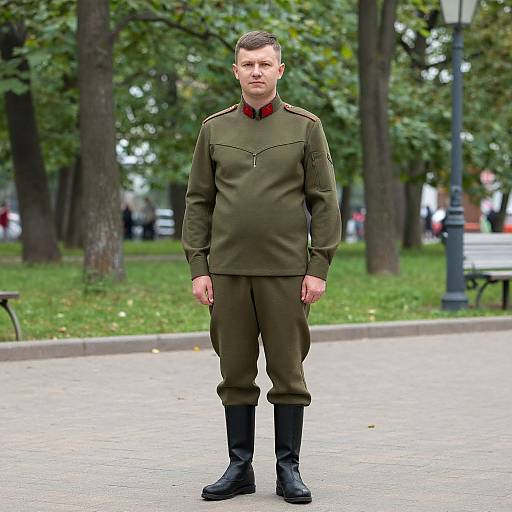 Russian Military Man in Park