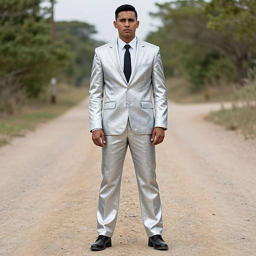 Man in Silver Chaps Costume