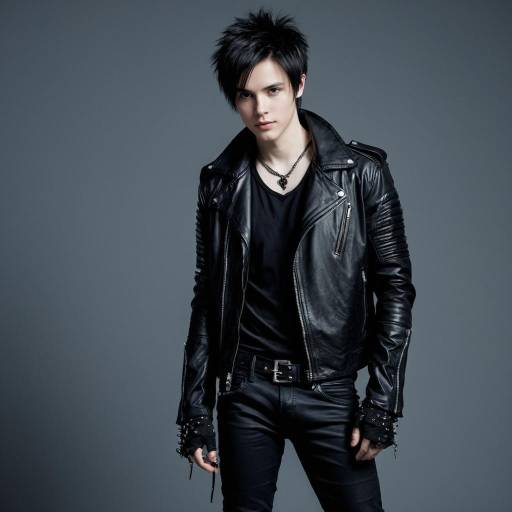 Young man in gothic leather jacket