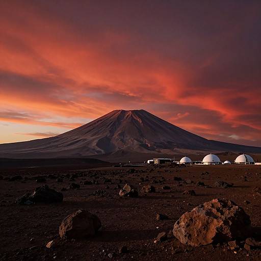 Mars Sunset with Olympus Mons View