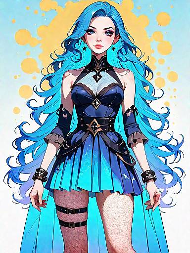 Modern Chic Woman in Midnight Blue Dress