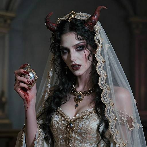 Matronly Demoness in Torn Bridal Veil
