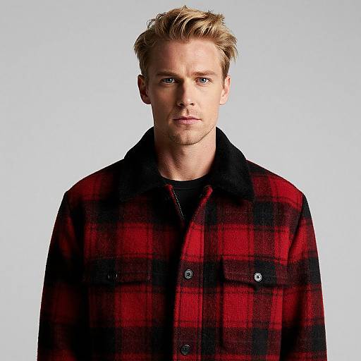 Blonde Man in Plaid Jacket