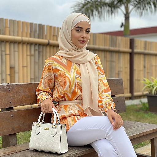 Portrait of Woman in Beige Hijab