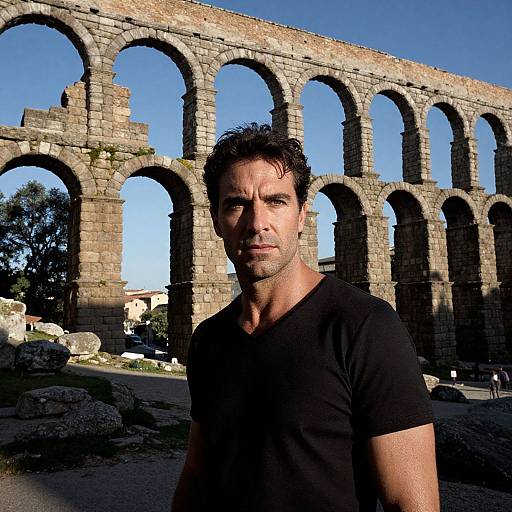 Mystic Man Beneath Ancient Aqueduct