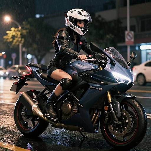 Cinematic Night Ride with Mecha Girl