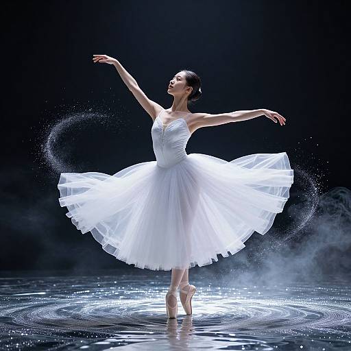 Elegant Ballerina Dancing on Liquid