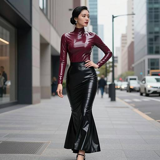 Elegant Fetish Fashion in Urban Setting