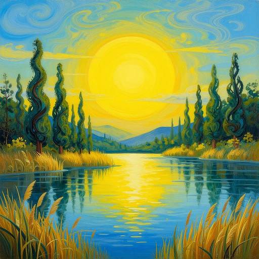 Surreal Vibrant Lake Landscape