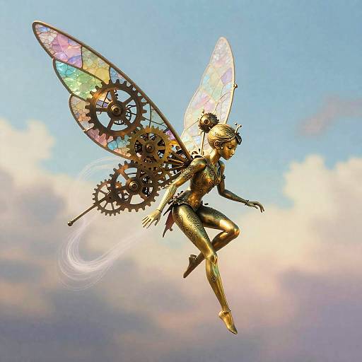 Clockwork Fairy with Mechanical Wings
