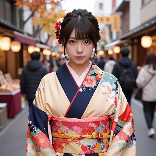 Stunning Japanese Woman in Autumn Market