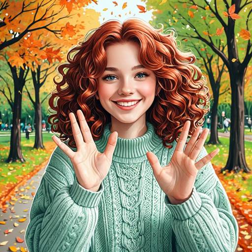 Cheerful Teen in Autumn Park