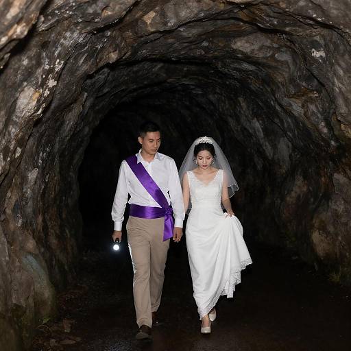 Bride and Groom in Rocky Tunnel