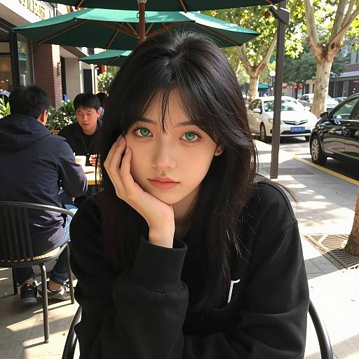 Young Woman at Outdoor Café