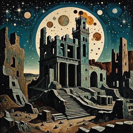 Surreal Twilight Ruins with Cosmic Elements Surreal Twilight Ruins with Cosmic Elements