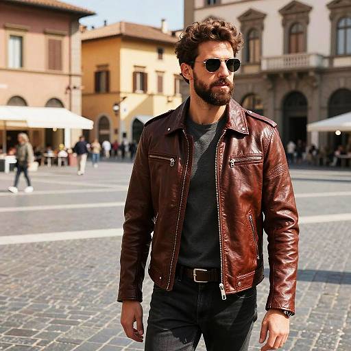 Stylish Italian Man in Sunlit Piazza