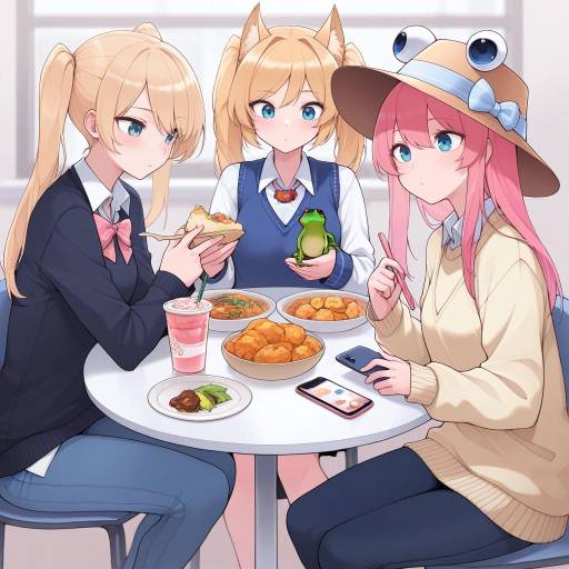 Playful Girls with Food and Fashion