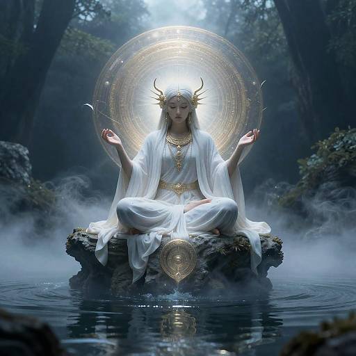 Mystical Oracle in Ethereal Lagoon