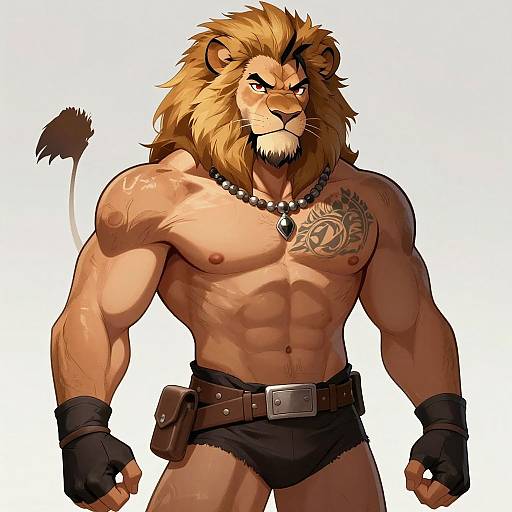 Muscular Anthro Lion Bara Illustration