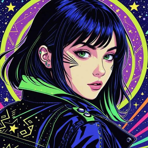 Vibrant Anime Portrait of a Mysterious Woman