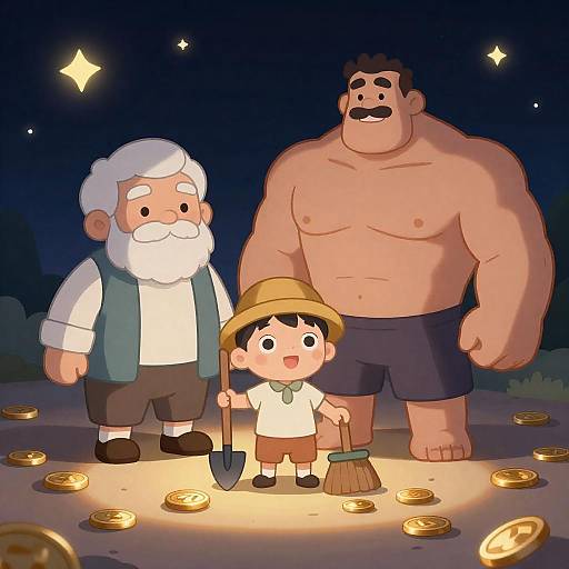 Enchanting Night with Cartoon Characters