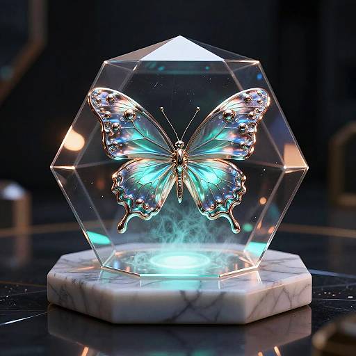 Glowing Titanium Butterfly in Prism