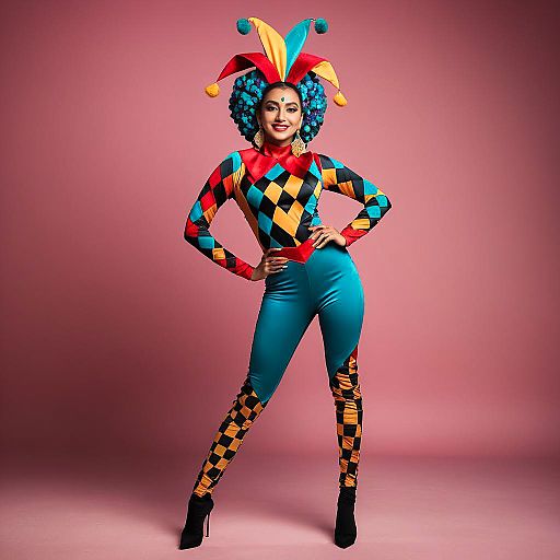 Whimsical Jester in Colorful Costume