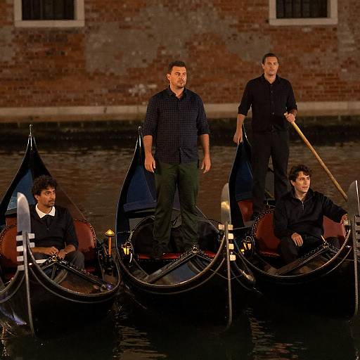 Nighttime Gondola Scene with Lanterns