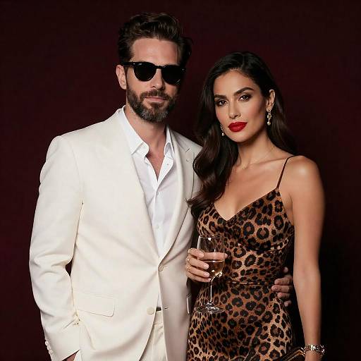 Stylish Couple in Leopard Print Dress