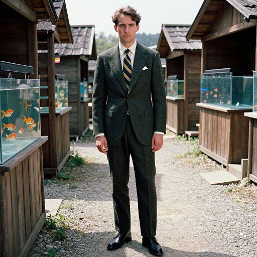 Man in Dark Green Suit by Rustic Shacks