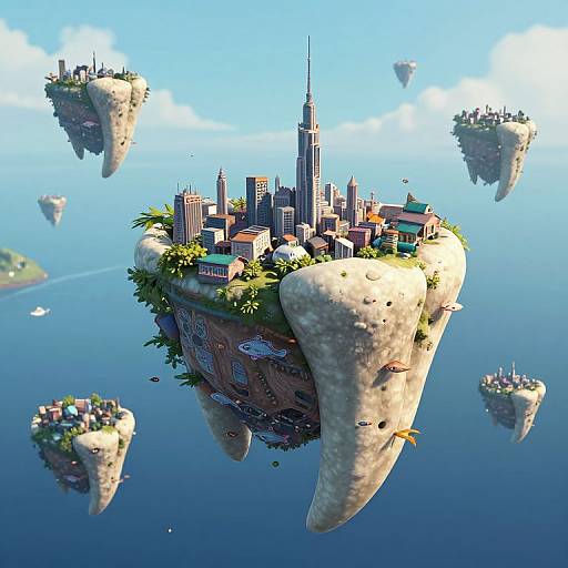 Floating Teeth Archipelago with Fish-Cities