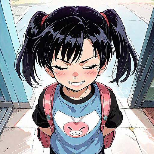 Whimsical Anime Girl in Twintails