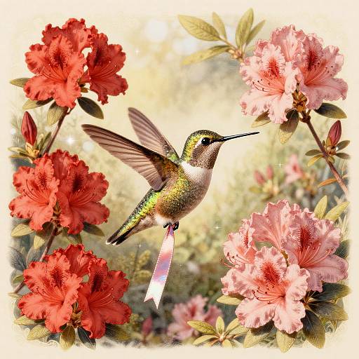 Ruby-Throated Hummingbird in Garden