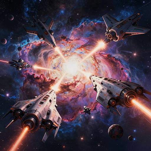 Epic Anime Space Battle Scene