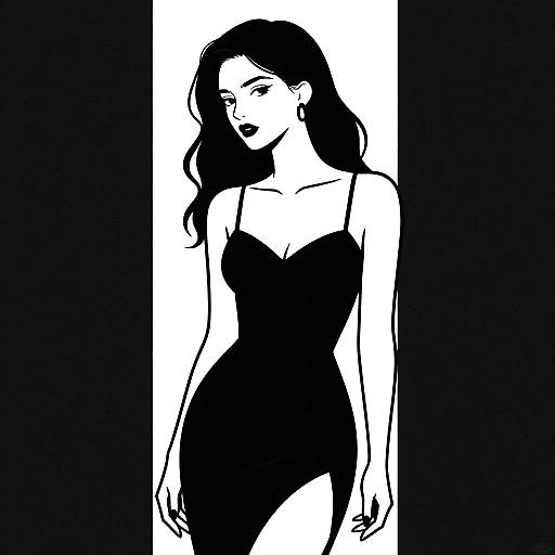 Minimalist Neo-Noir Erotic Woman Illustration