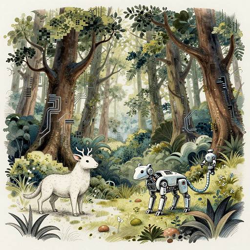 Techno-Nature Fusion Forest Scene