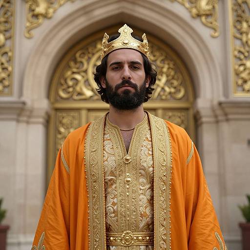 Regal Bearded Man in Ornate Robe
