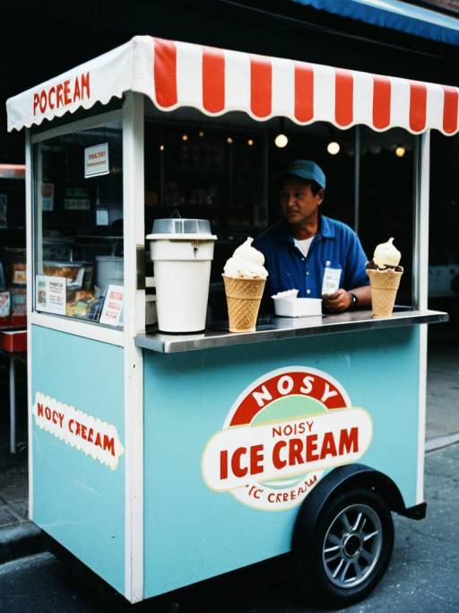 Street Ice Cream Vendor with Cones