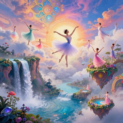 Surreal Ethereal Ballet in Vibrant Skies