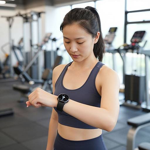 Woman Gym Workout with Smartwatch