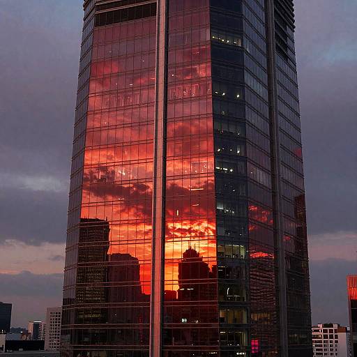 Futuristic Skyscraper with Red Tinted Glass