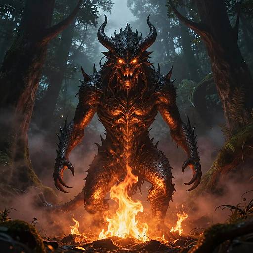 Surreal Shadow and Fire Creature