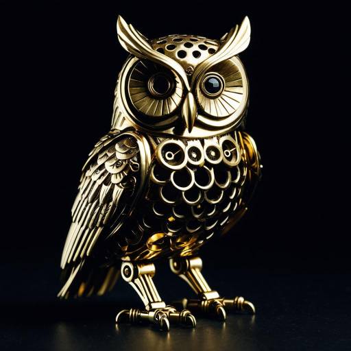 Polished Brass Mechanical Owl Sculpture
