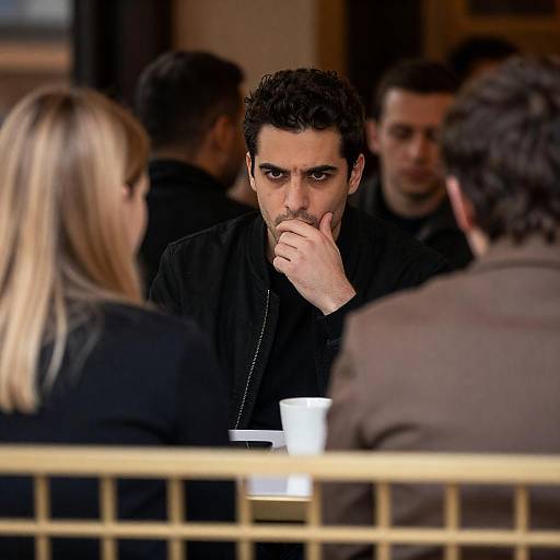 Intense Moment in a Busy Café