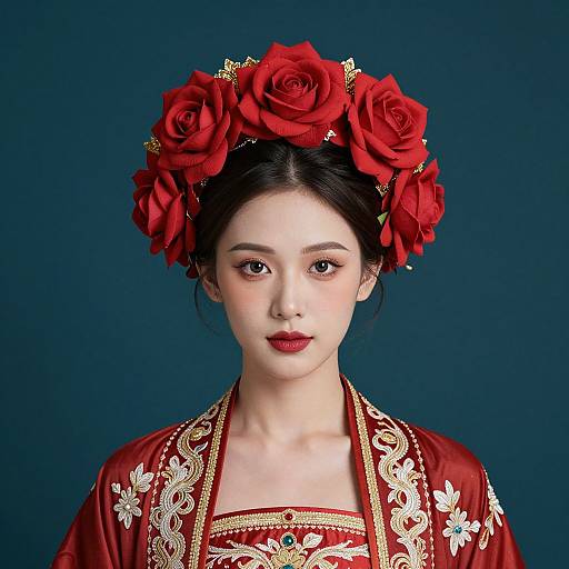Regal Woman with Floral Crown